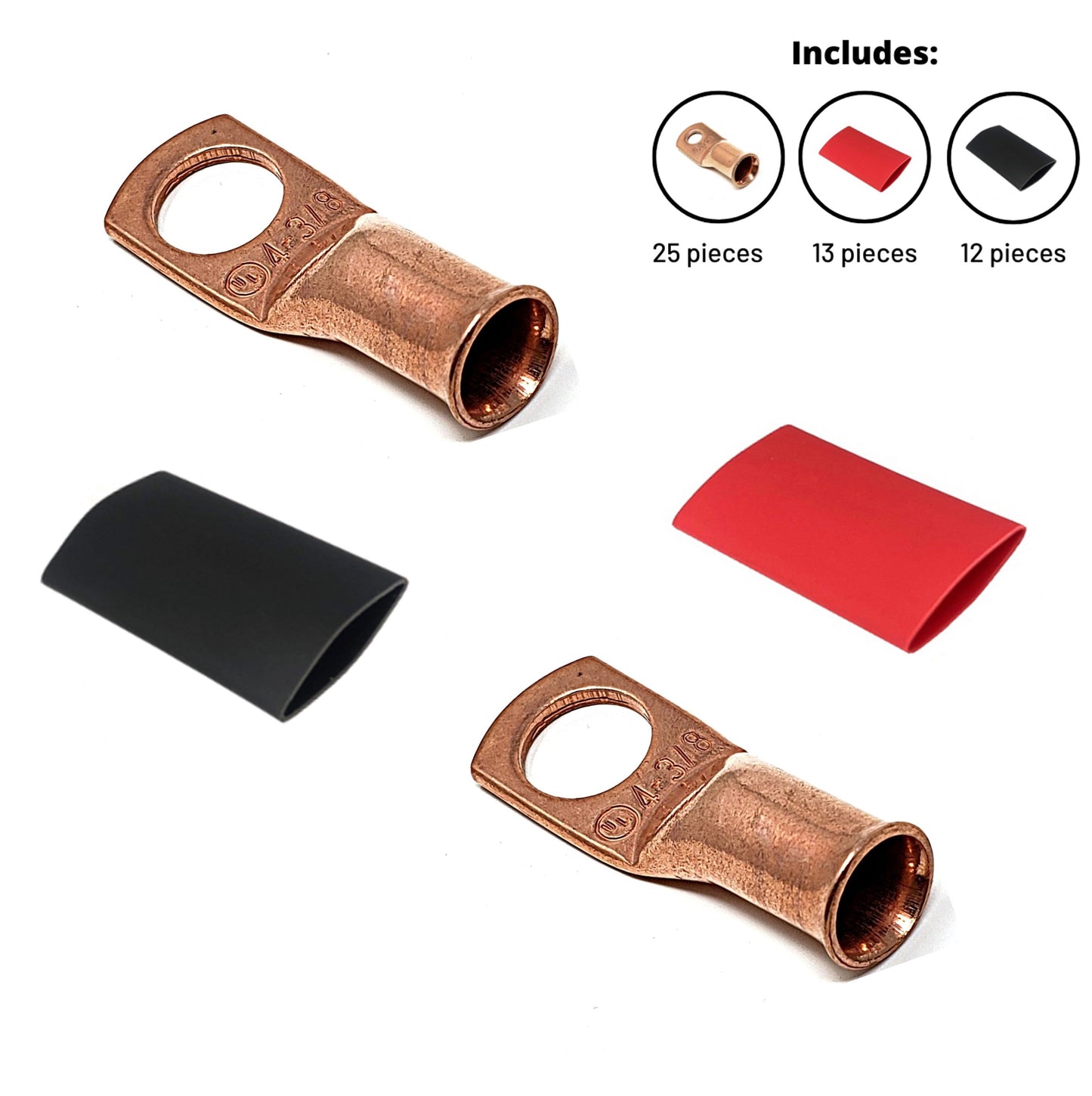 4 Gauge Cable Lugs with Heat Shrink Tubing Kit