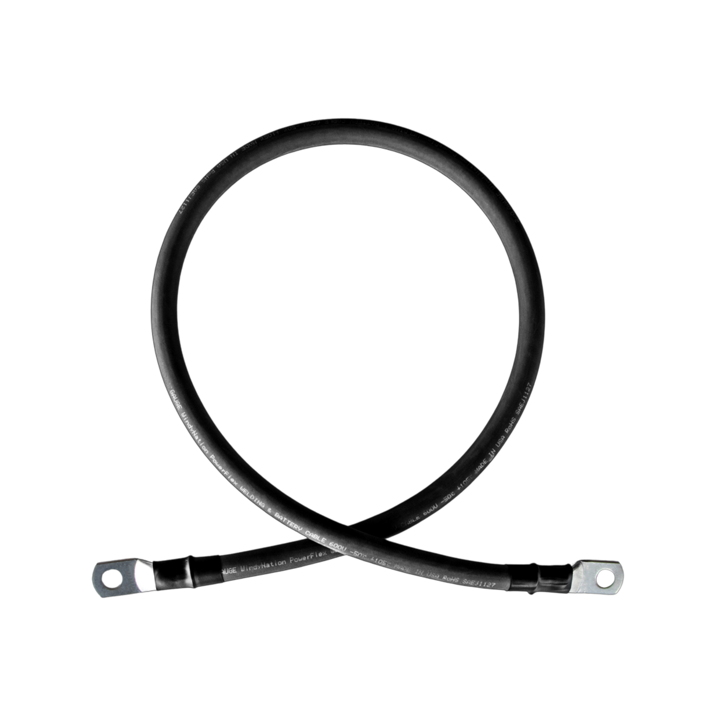 6 Gauge (AWG) Black and Red Pure Copper Battery Cable Wire with Lug Connector Ring Terminals